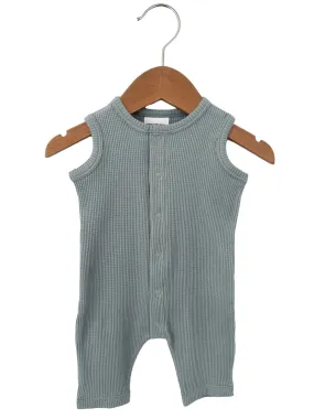 Organic Waffle Easy Romper, Mountain Green