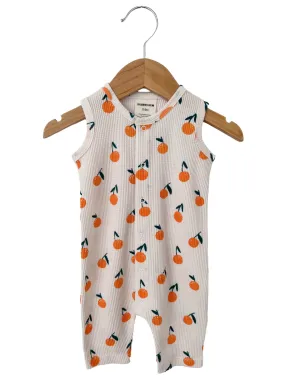 Organic Waffle Easy Romper, Oranges