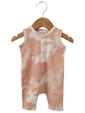 Organic Waffle Easy Romper, Pink Lemonade Tie Dye