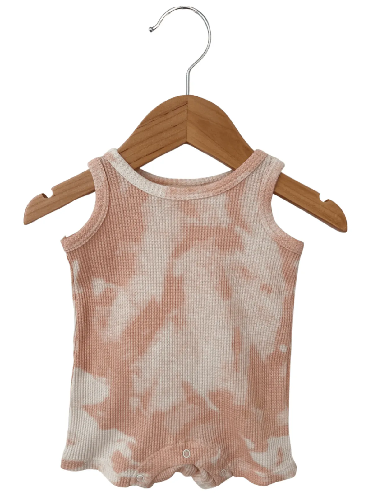 Organic Waffle Shortie Romper, Pink Lemonade Tie Dye