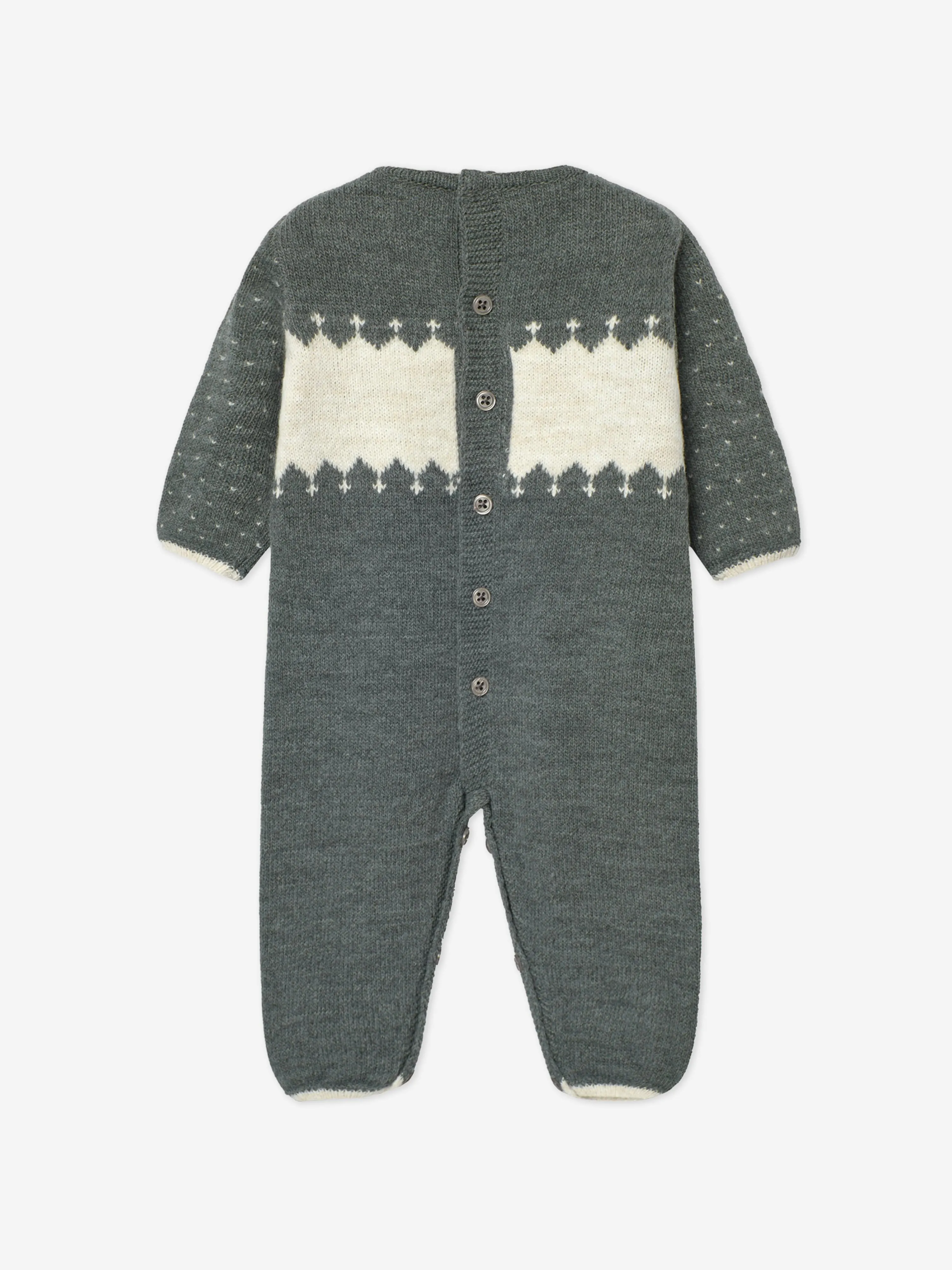 Paz Rodriguez Baby Knitted Snowflake Romper in Grey