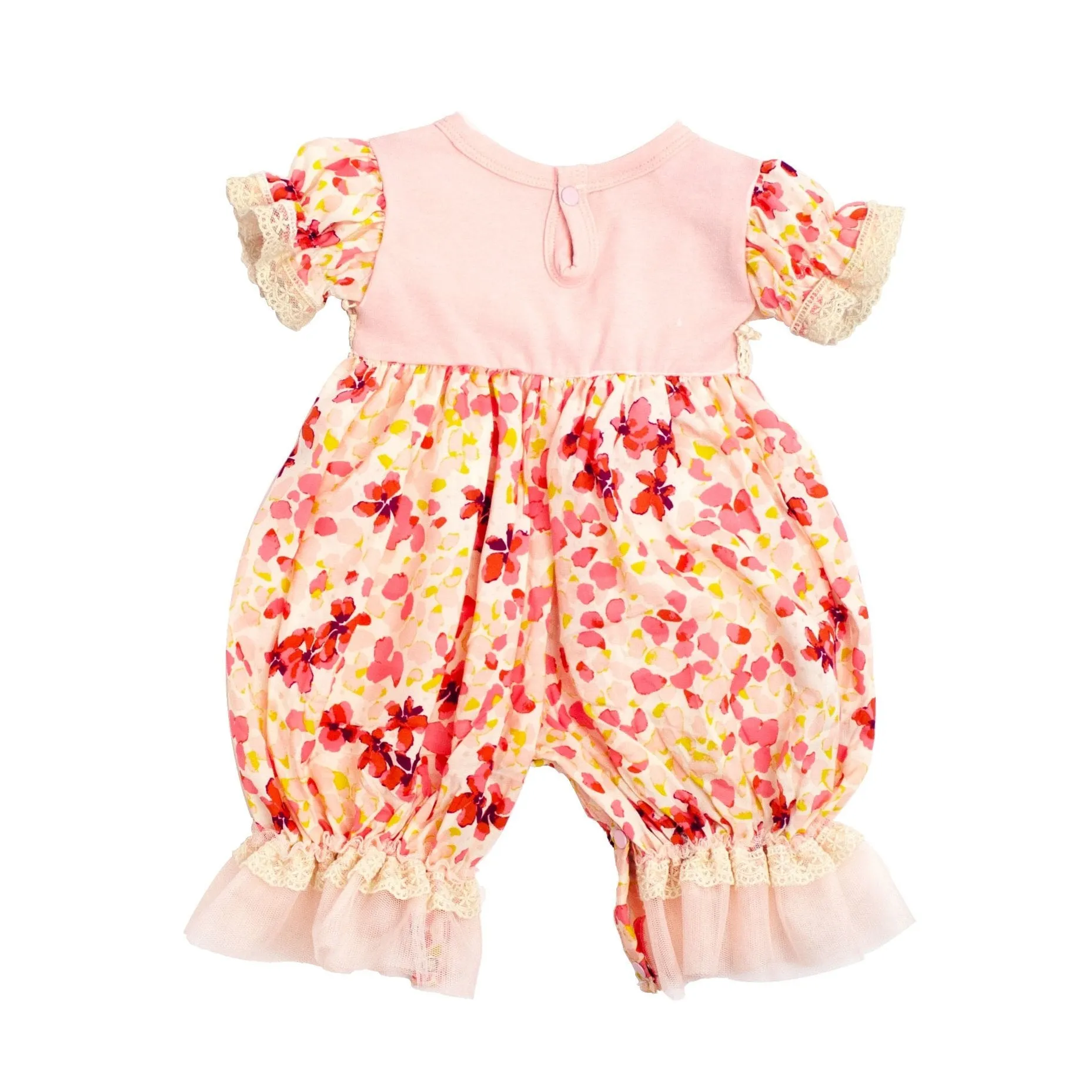 Peach Delight Floral Print Romper