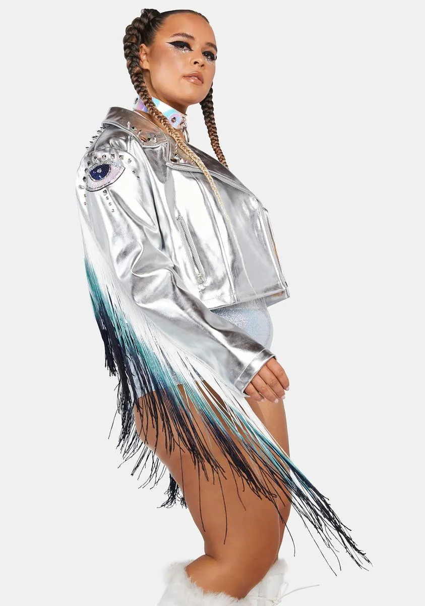 Plus Euphoric Visions Fringe Moto Jacket