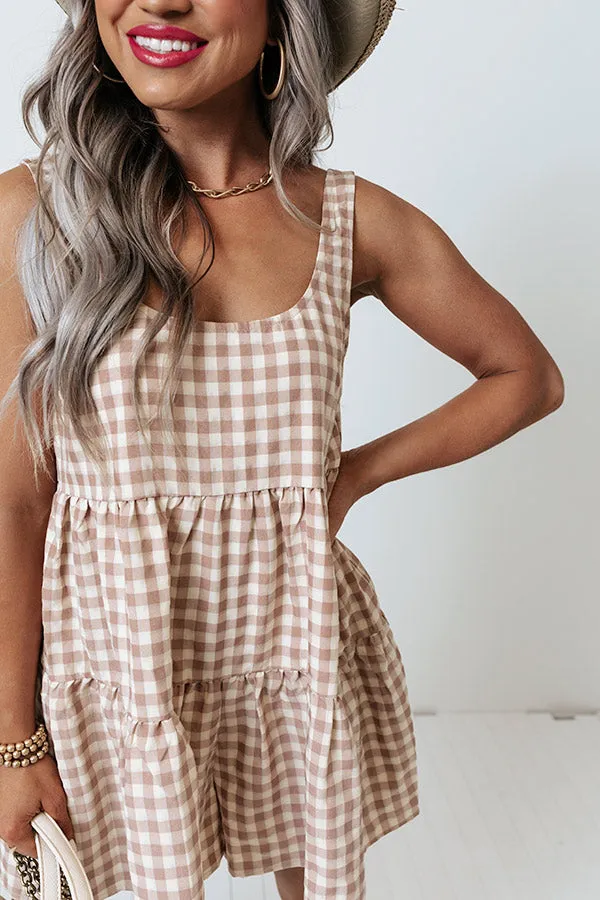 Poems And Prosecco Gingham Romper In Cream