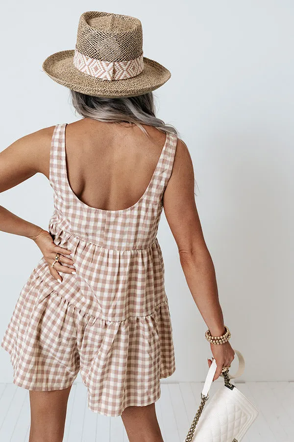 Poems And Prosecco Gingham Romper In Cream