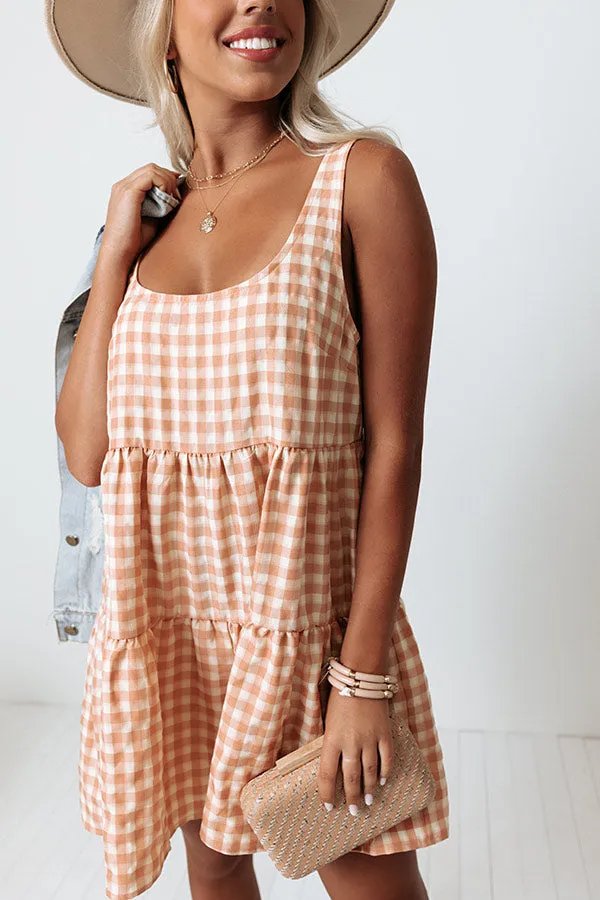 Poems And Prosecco Gingham Romper In Peach