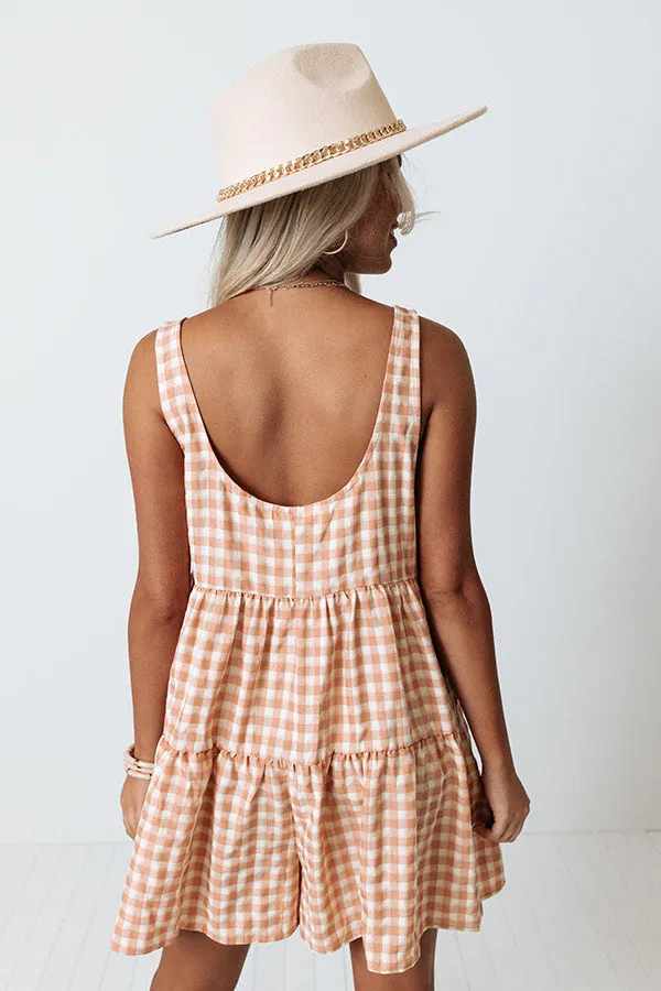 Poems And Prosecco Gingham Romper In Peach