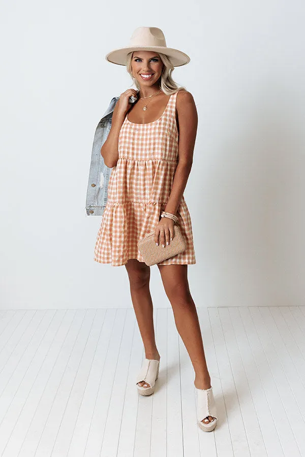 Poems And Prosecco Gingham Romper In Peach