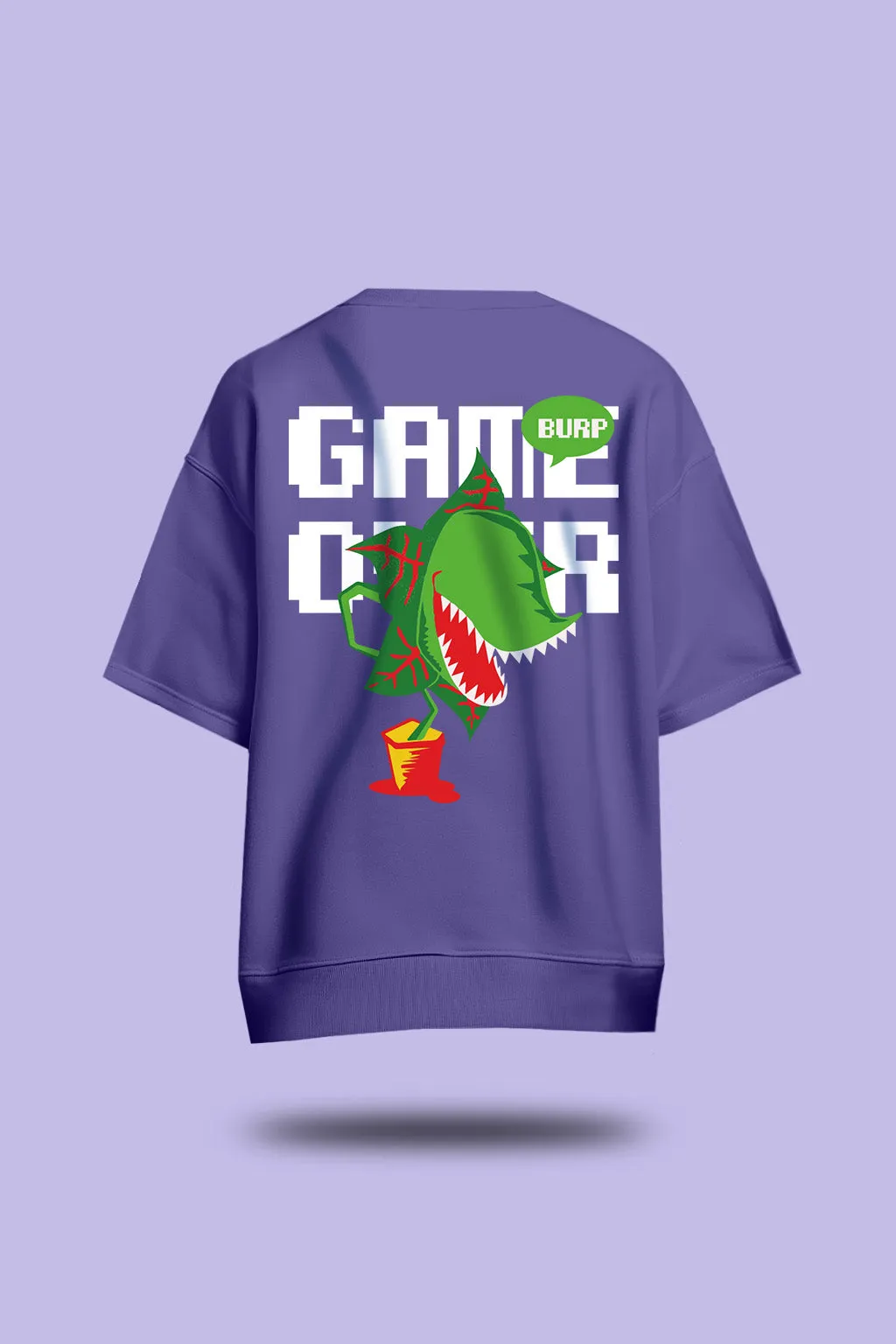 Purple Game Over Back Typographic Printed Sweatshirt