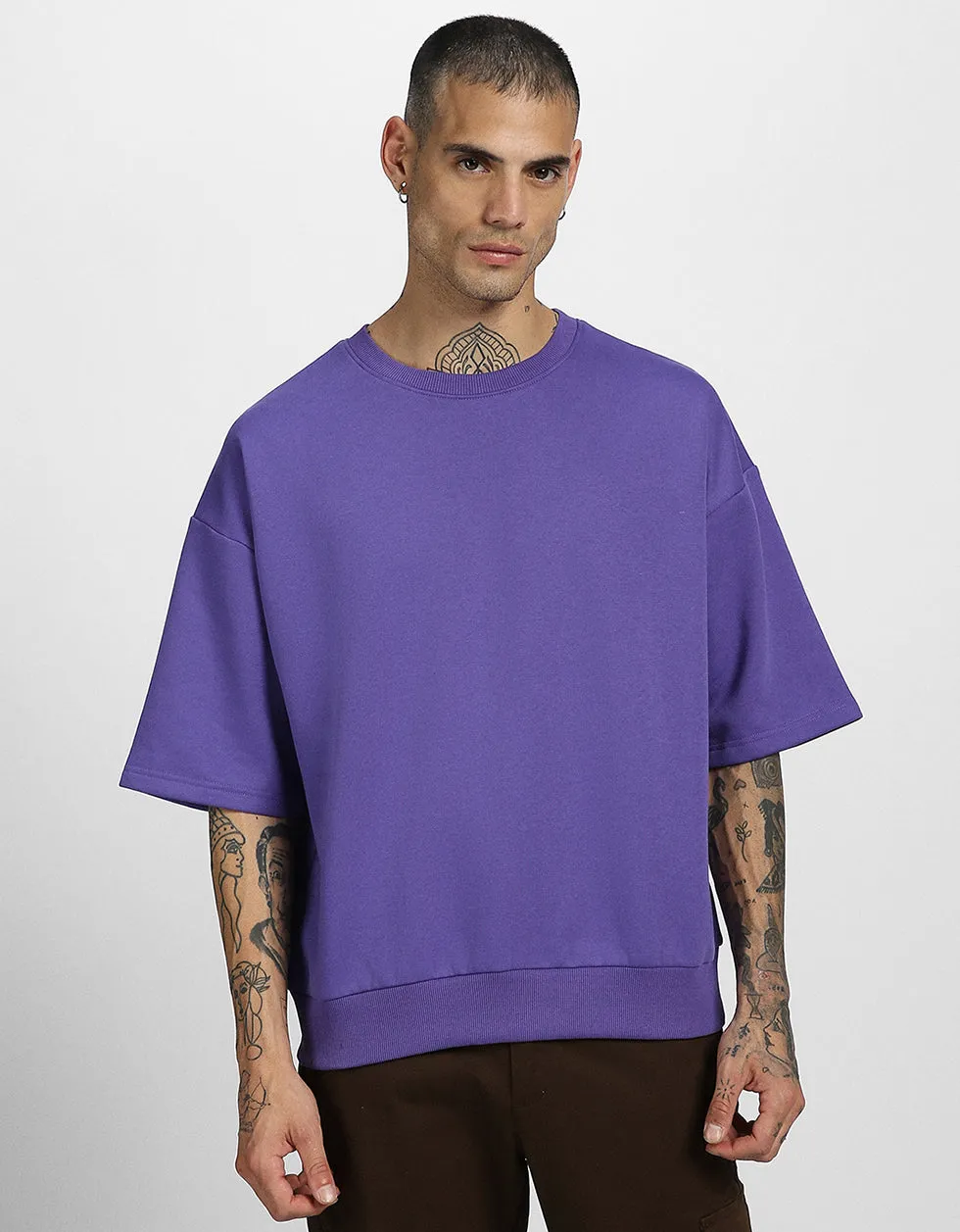 Purple Game Over Back Typographic Printed Sweatshirt