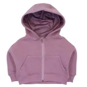 Purple Long-Sleeved Zip-Up Cropped Hoodie