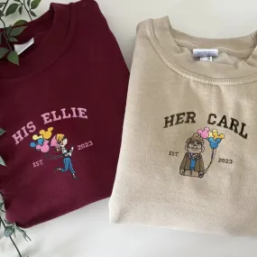 "His Ellie And Her Carl"Couple Sweatshirts - Personalized Matching Hoodies For Couples