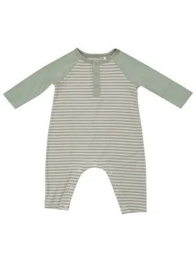 Raglan Henley Romper, Desert Sage Stripe