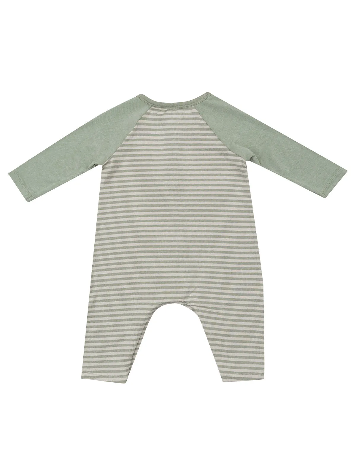 Raglan Henley Romper, Desert Sage Stripe