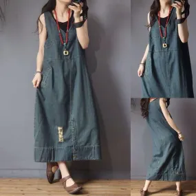 Ready To Go Denim Overall Dress