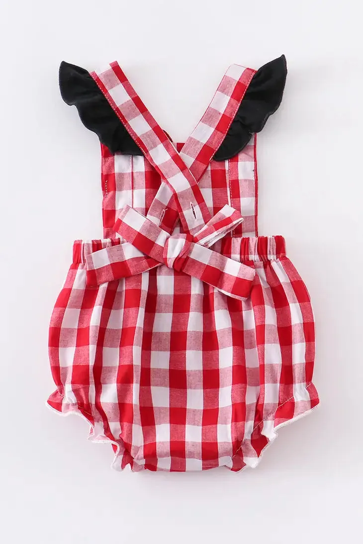 Red Plaid Minnie Mouse Ruffle Baby Romper