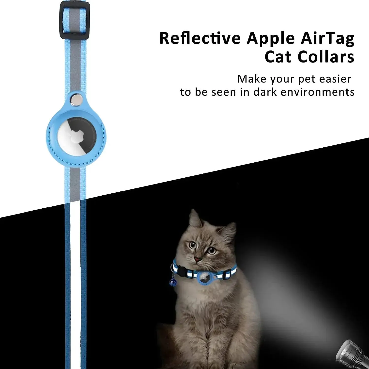 Reflective Cat Collar with Airtag Tracker