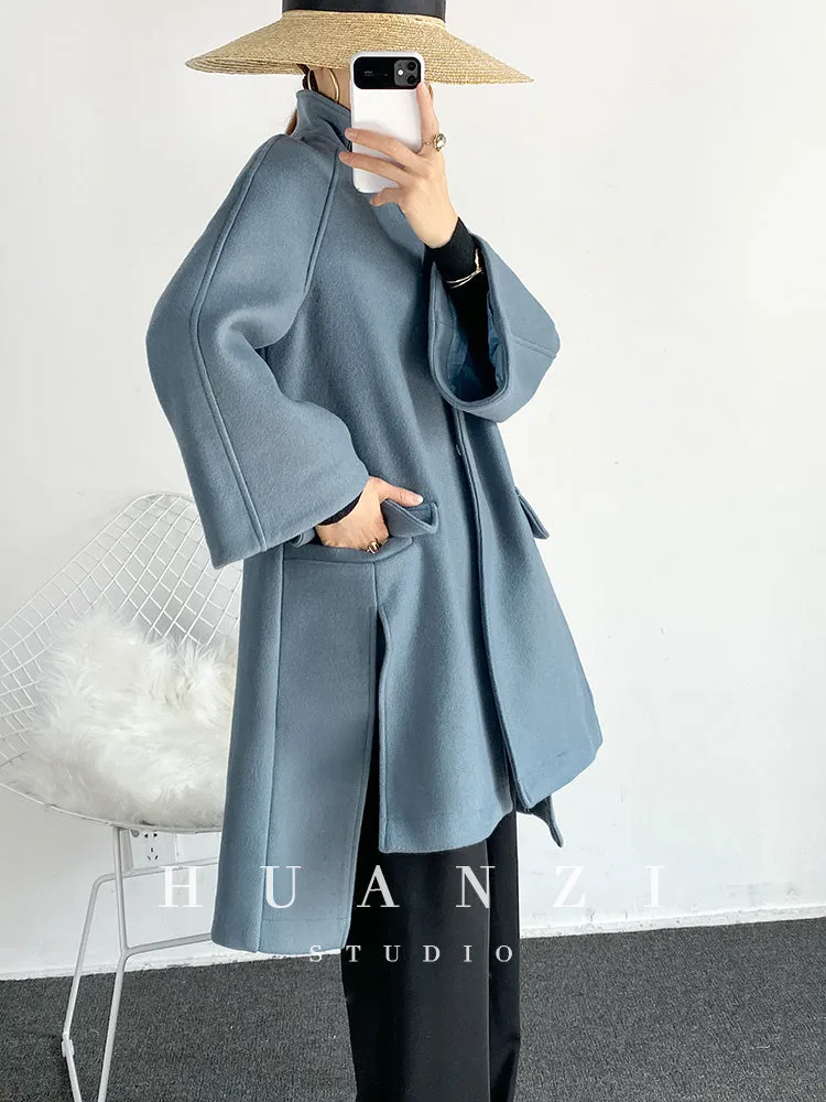 Retro cape loose woolen coat - Milia