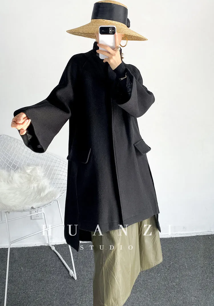 Retro cape loose woolen coat - Milia