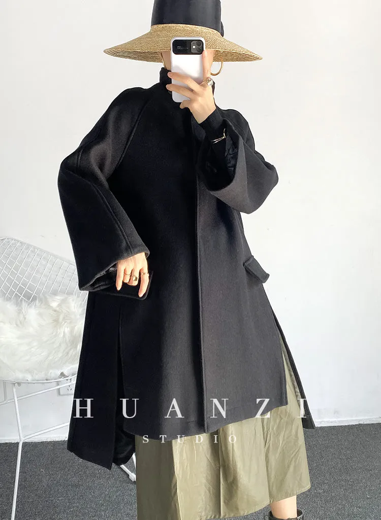 Retro cape loose woolen coat - Milia