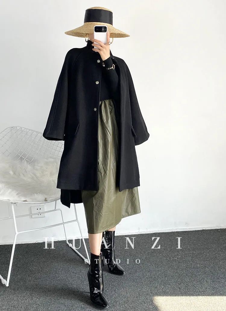 Retro cape loose woolen coat - Milia