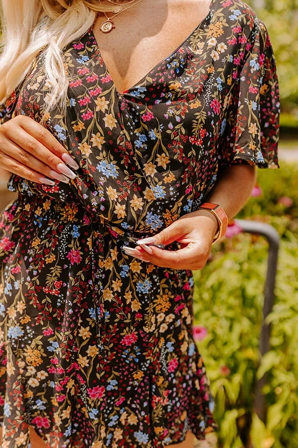 Sassy And Sweet Floral Romper In Black Curves