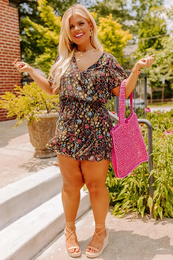 Sassy And Sweet Floral Romper In Black Curves