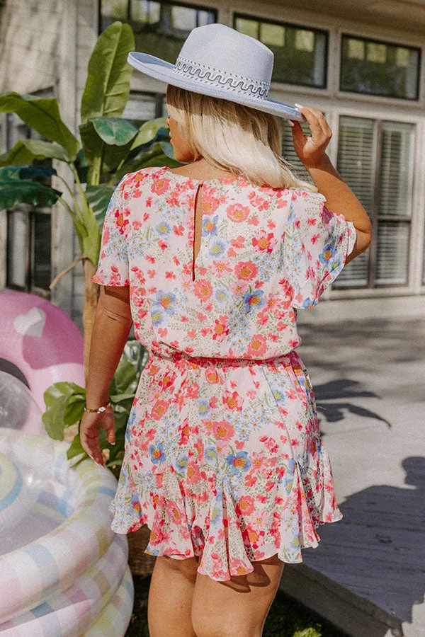 Sassy And Sweet Floral Romper In Light Pink Curves