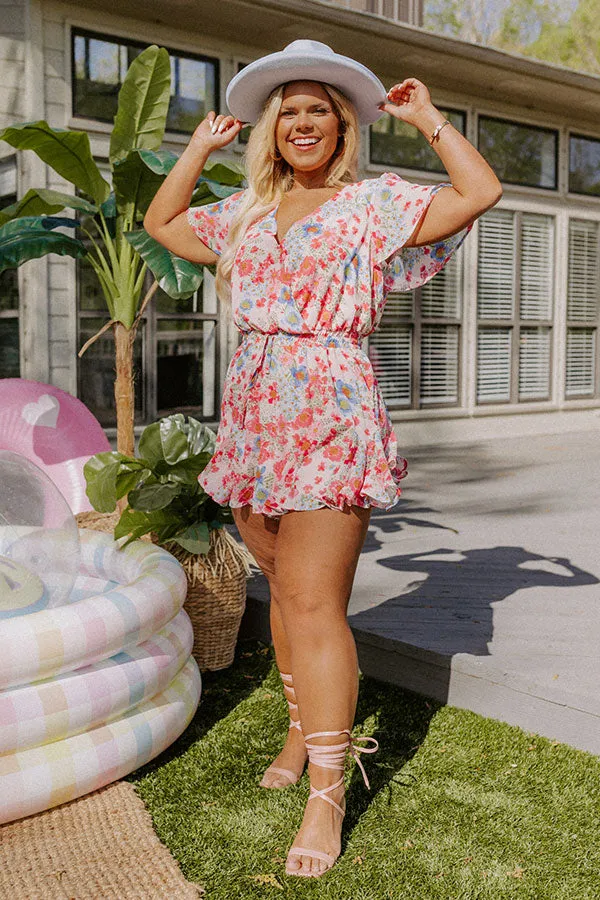 Sassy And Sweet Floral Romper In Light Pink Curves