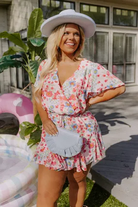 Sassy And Sweet Floral Romper In Light Pink Curves