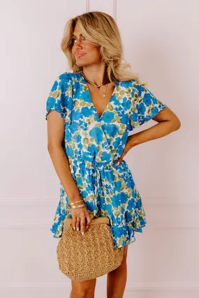 Sassy And Sweet Floral Romper In Royal Blue