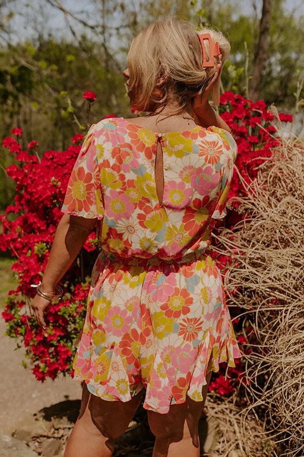 Sassy And Sweet Floral Romper In Tangerine Curves