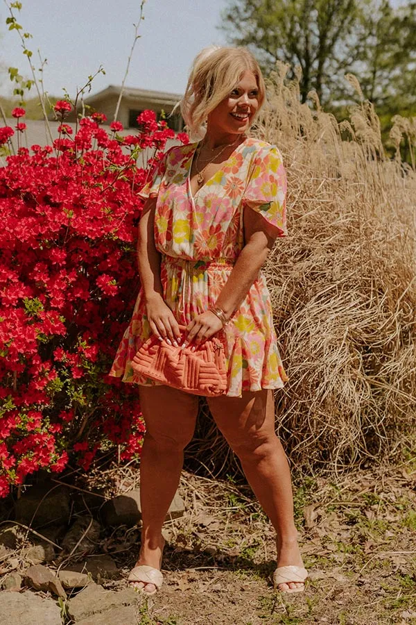 Sassy And Sweet Floral Romper In Tangerine Curves