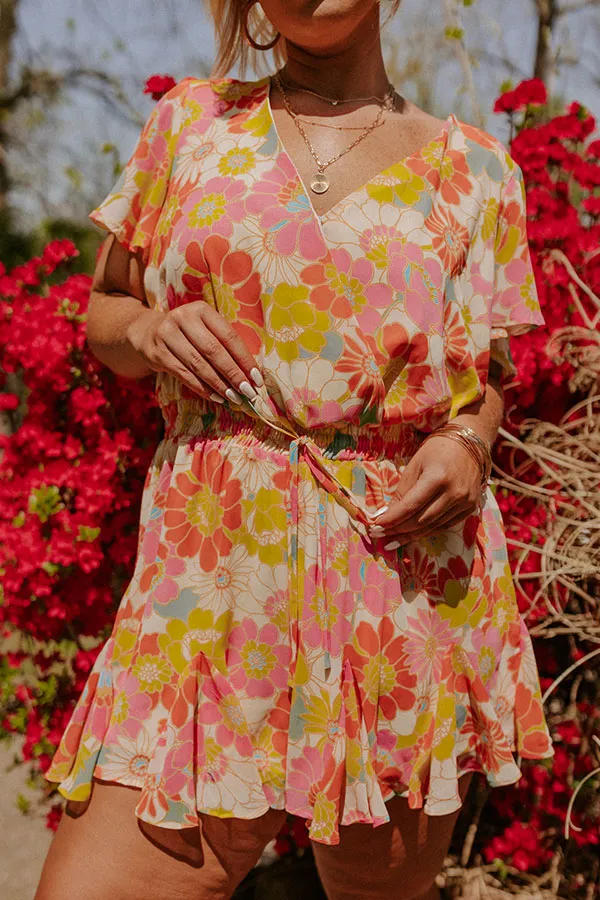 Sassy And Sweet Floral Romper In Tangerine Curves