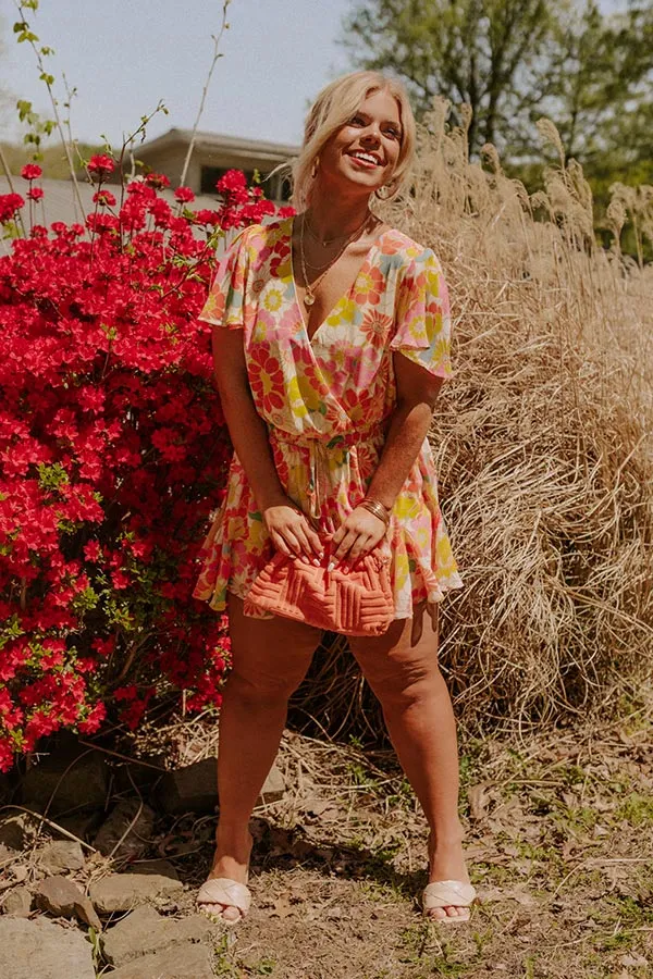 Sassy And Sweet Floral Romper In Tangerine Curves