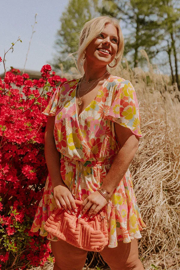 Sassy And Sweet Floral Romper In Tangerine Curves