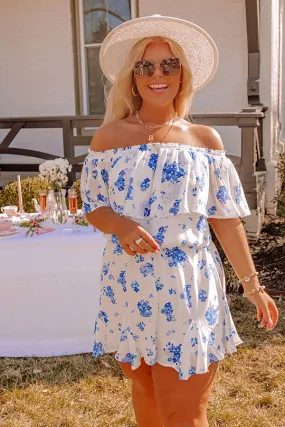 Seas The Moment Floral Romper in Blue Curves