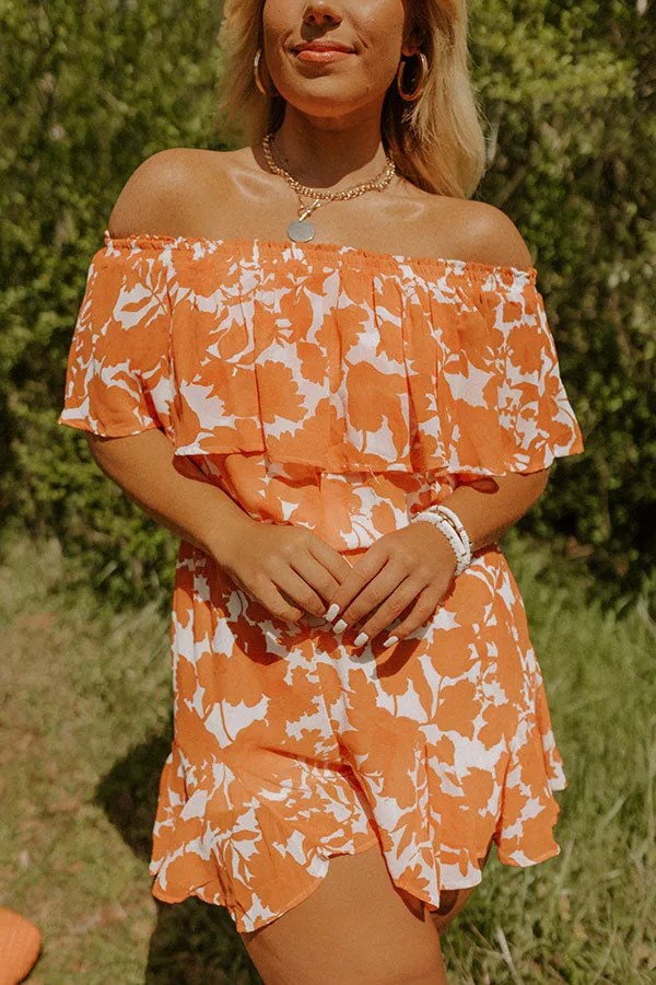 Seas The Moment Floral Romper In Orange Curves