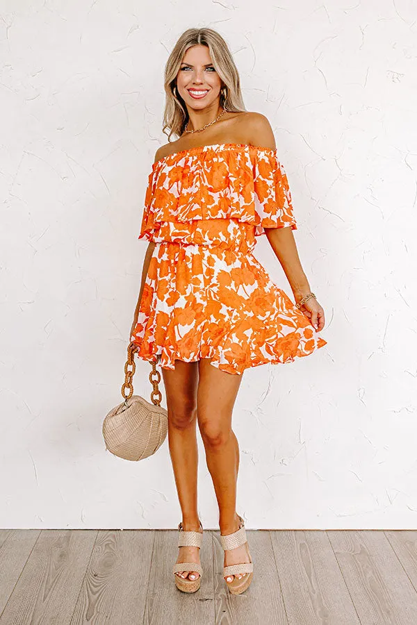 Seas The Moment Floral Romper In Orange