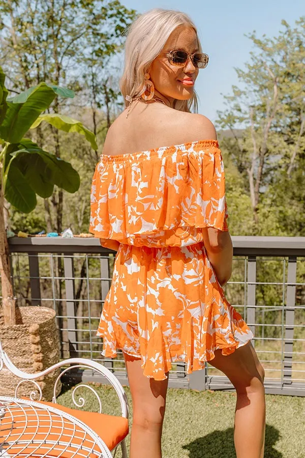 Seas The Moment Floral Romper In Orange