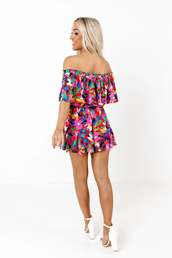 Seas The Moment Floral Romper In Red