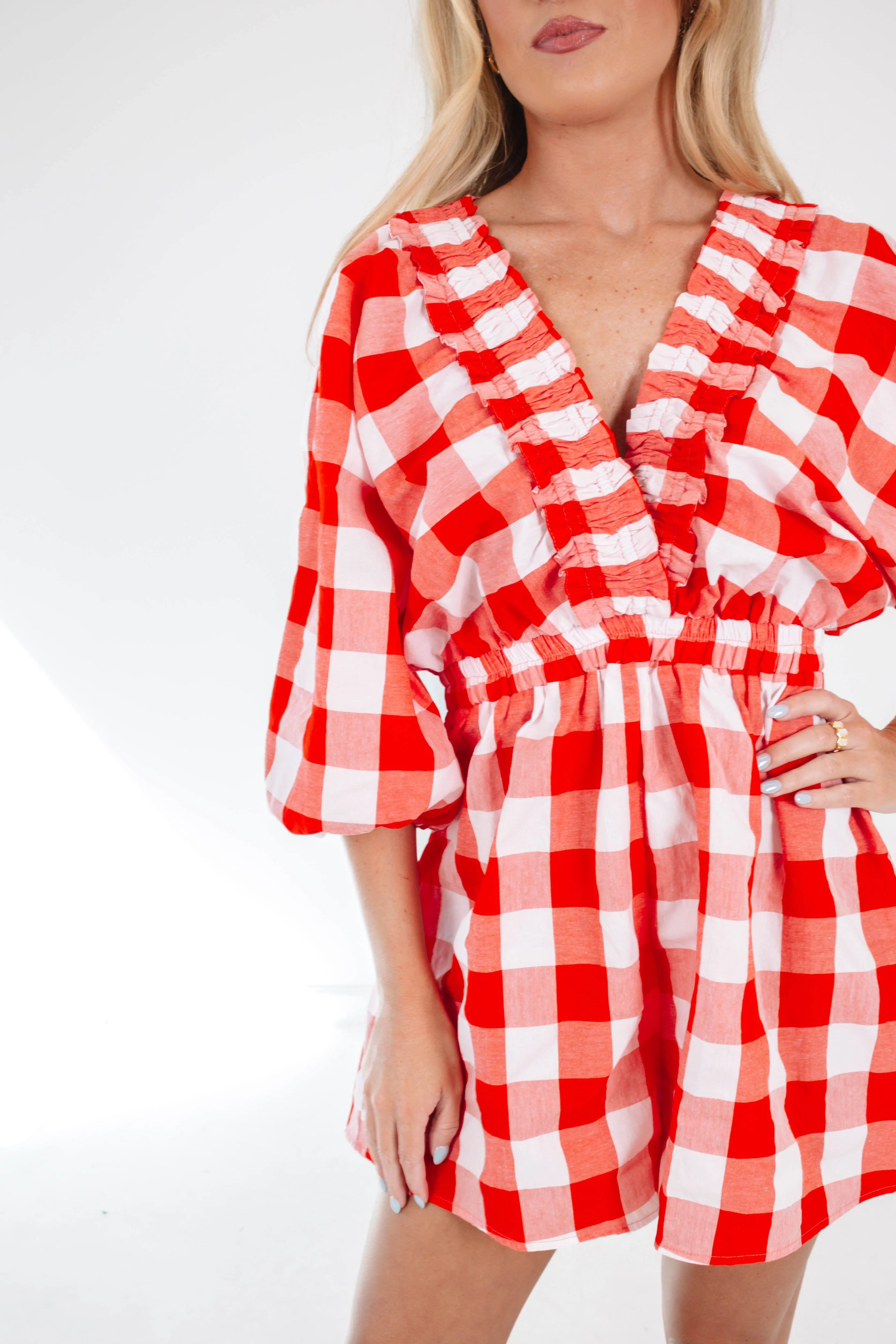 See You At The Stockyards Romper - Red/White