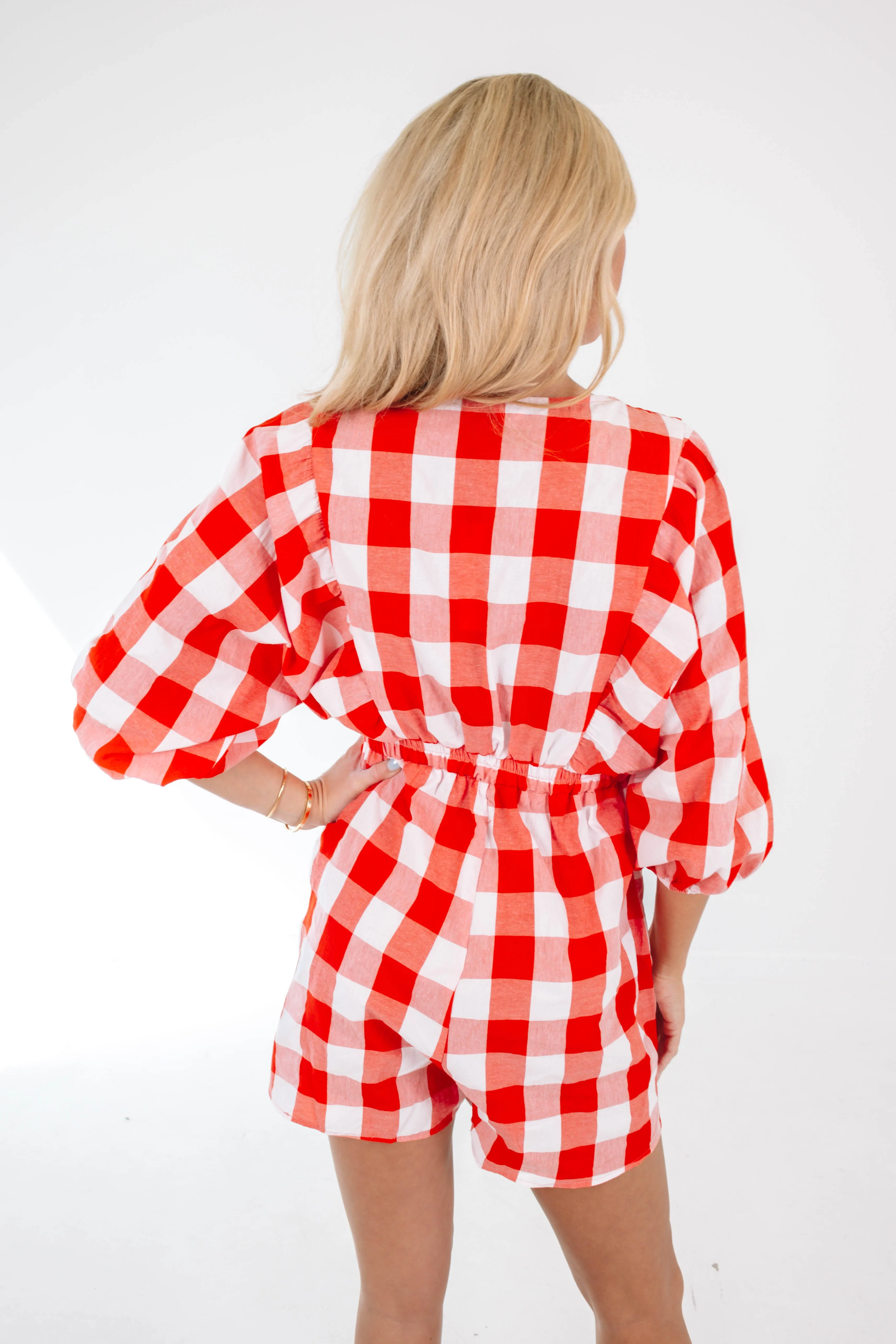 See You At The Stockyards Romper - Red/White