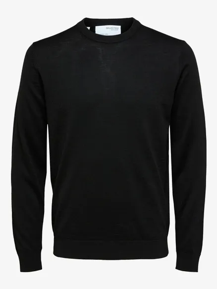 SELECTED HOMME PULLOVER MERINOWOLLE TOWER black