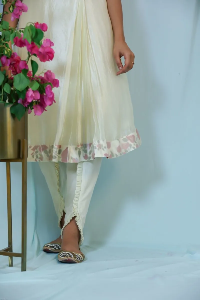 Silk embroidered placket kurta with dhoti pants