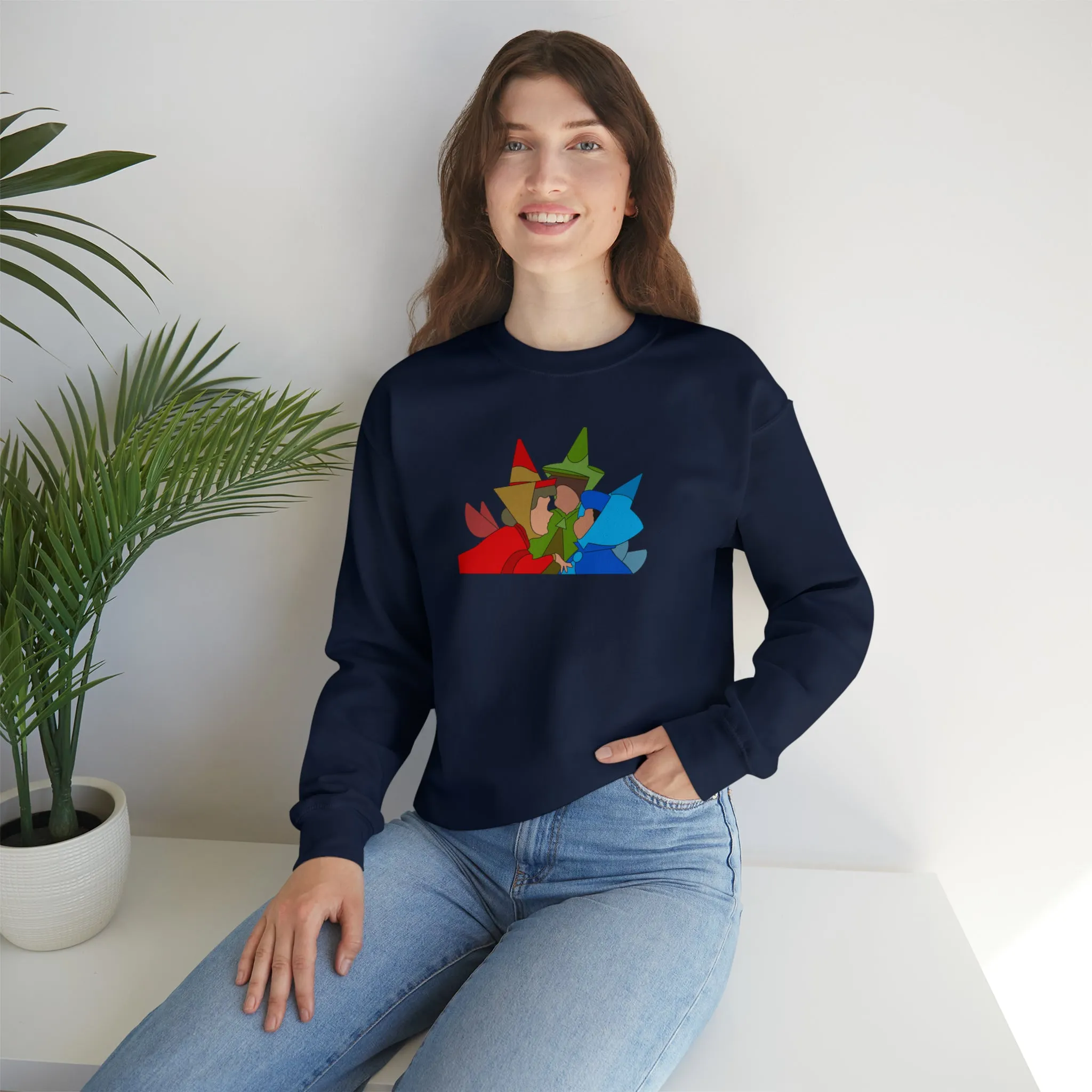 Sleeping Beauty Fairies Flora Fauna and Merryweather Unisex Heavy Blend™ Crewneck Sweatshirt