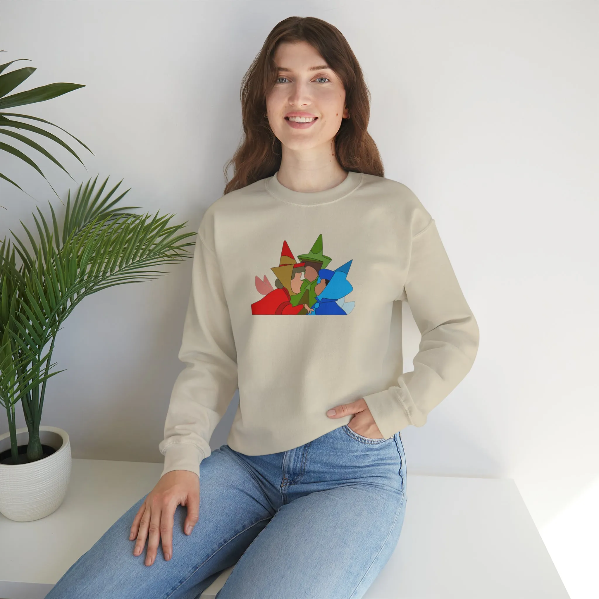 Sleeping Beauty Fairies Flora Fauna and Merryweather Unisex Heavy Blend™ Crewneck Sweatshirt