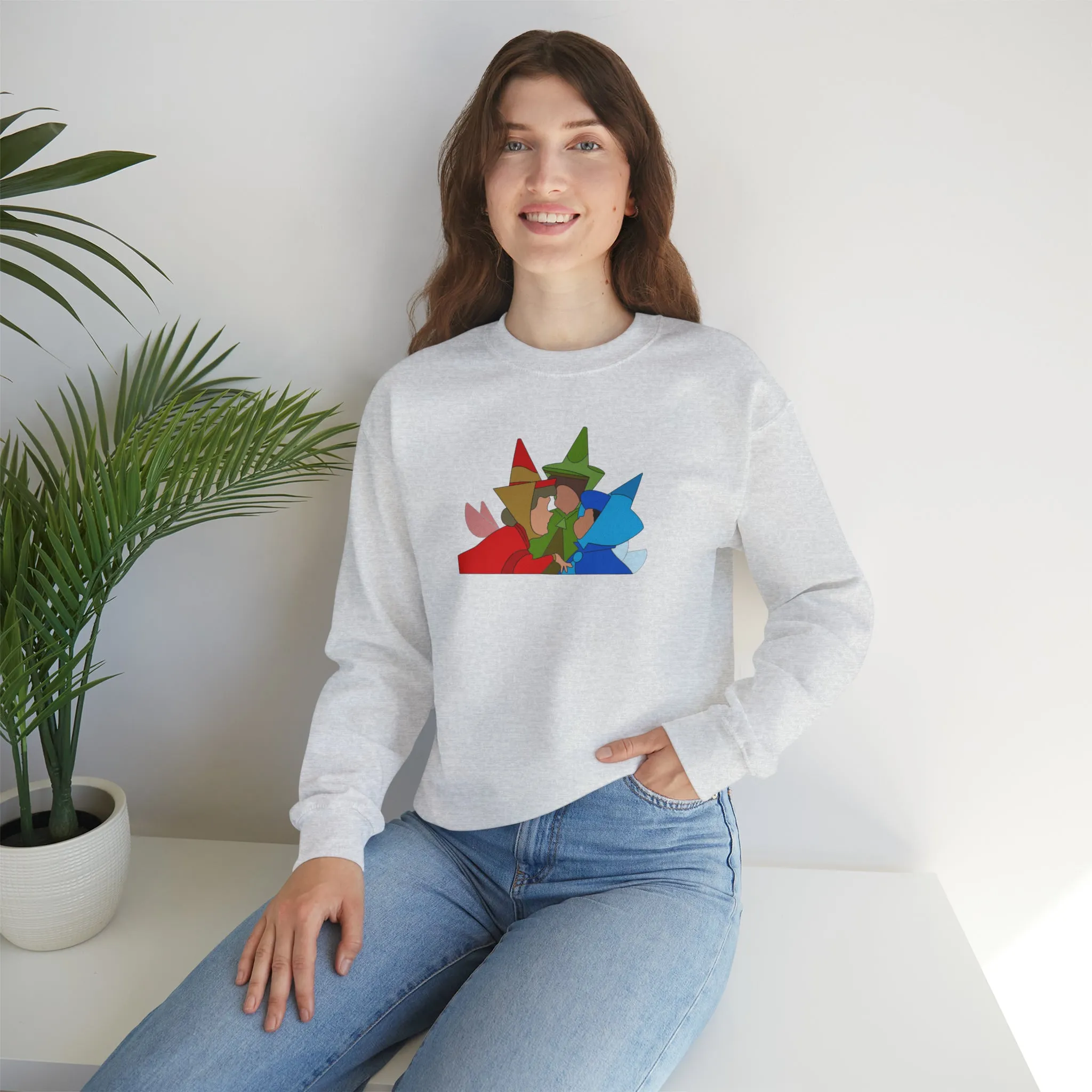 Sleeping Beauty Fairies Flora Fauna and Merryweather Unisex Heavy Blend™ Crewneck Sweatshirt