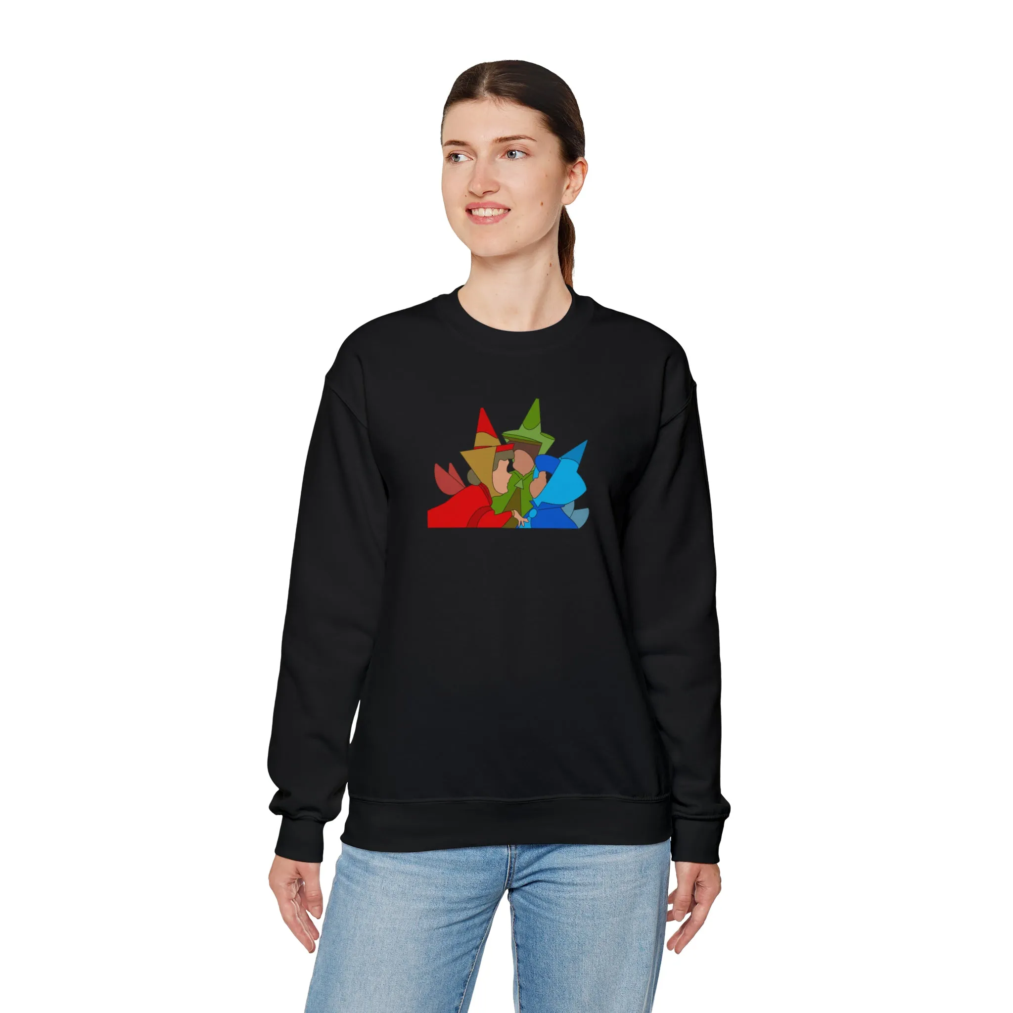 Sleeping Beauty Fairies Flora Fauna and Merryweather Unisex Heavy Blend™ Crewneck Sweatshirt