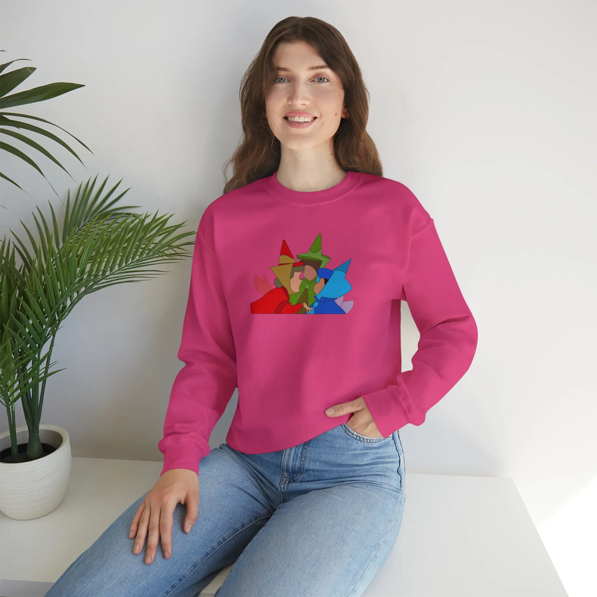 Sleeping Beauty Fairies Flora Fauna and Merryweather Unisex Heavy Blend™ Crewneck Sweatshirt